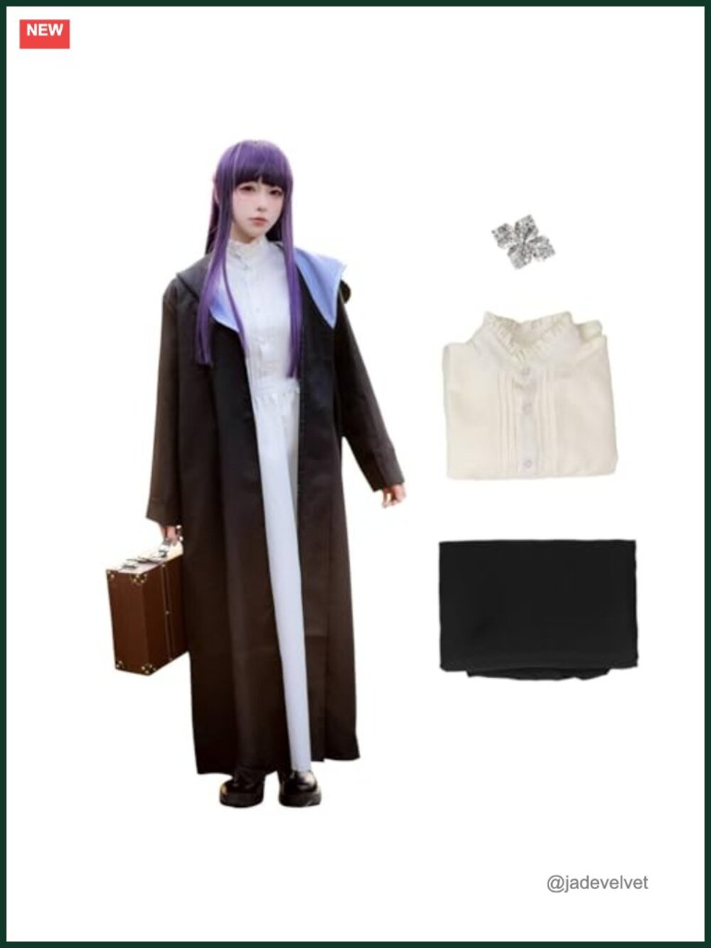 Anime Cosplay Witch Robe Dress Cape Set Women Halloween Costume Outfit